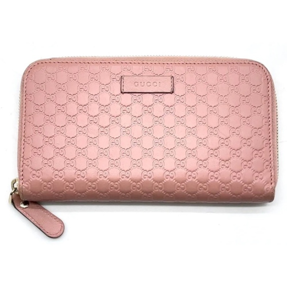 Authentic GUCCI Guccissima pink Leather Round Zippy  Wallet plush/light pink